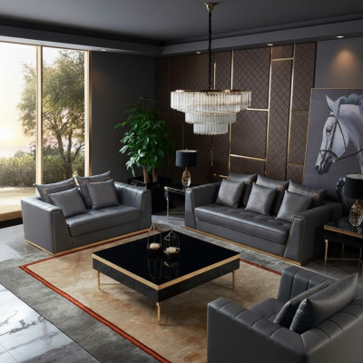 Luxury furniture sofa set couch sofa upholstery 3 2 1 seater with coffee table