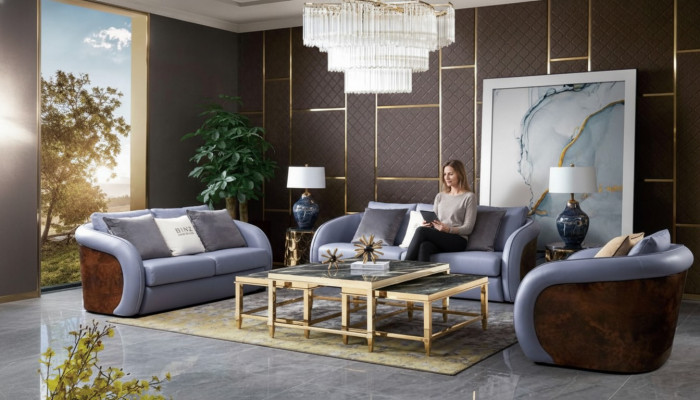 Luxury living room furniture sofa set leather sofa couch upholstery set design