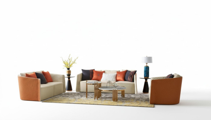 Leather sofa couch upholstery 5-piece living room set suite couch set