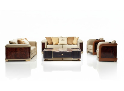 Luxury Living Room Suite 5-Piece Set Leather Sofa Couch Upholstered Sofa
