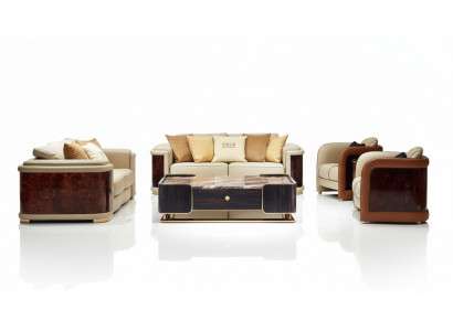 Luxury Living Room Suite 5-Piece Set Leather Sofa Couch Upholstered Sofa