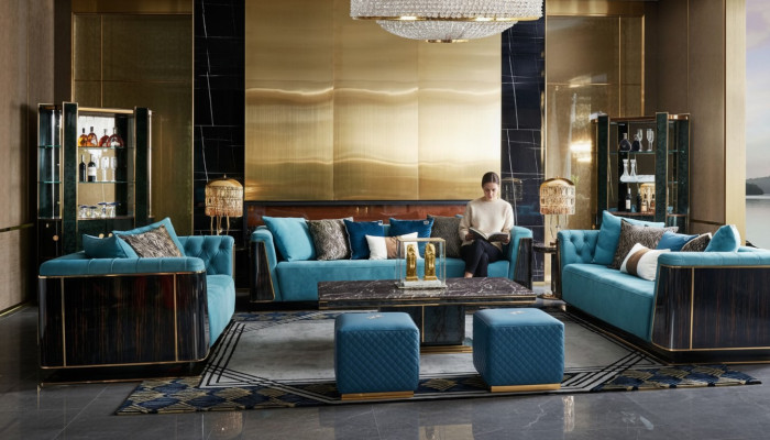Luxury living room furniture velvet sofa couch set coffee table designer
