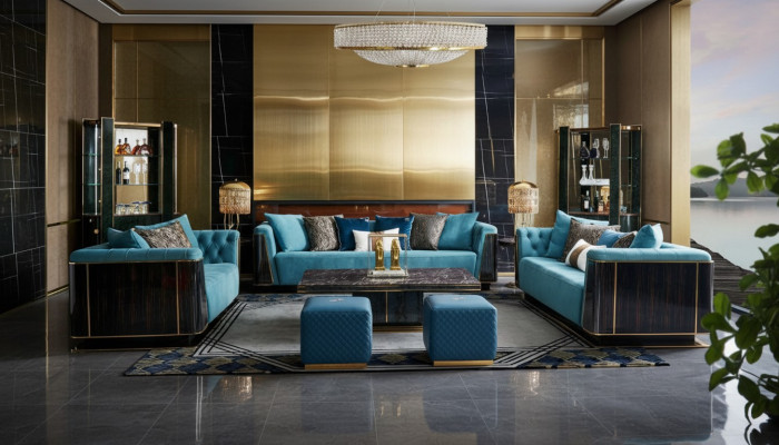 Luxury living room furniture velvet sofa couch set coffee table designer