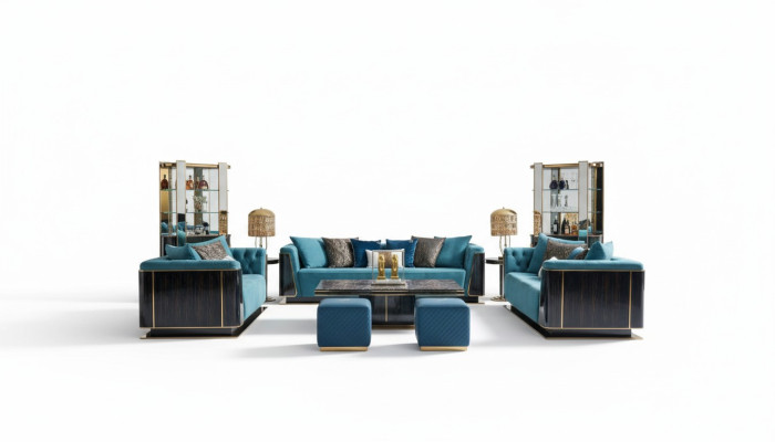 Luxury living room furniture velvet sofa couch set coffee table designer