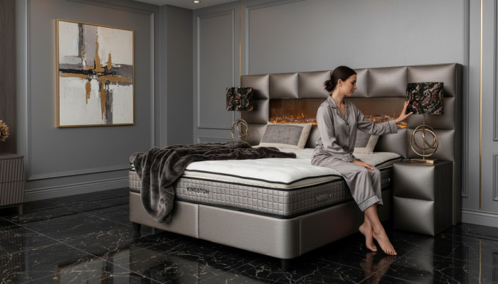 Bed 2x Nightstand 3 pcs. Bedroom Set Design Modern Luxury Bed Frame