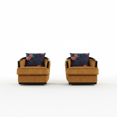 Design armchair, textile luxury TV couch, 1-seater sofa, relax lounge club upholstery