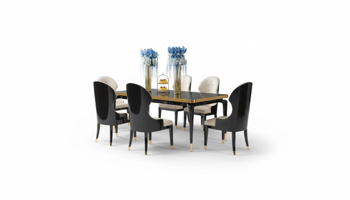 Design dining room chair set metal tables armchair 4x chairs table ensemble 4-piece set.