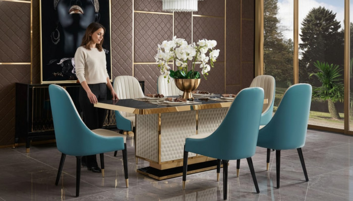 Dining Room 1x Chair Set Seat Real Chairs Upholstered Designer Wooden Armchair New