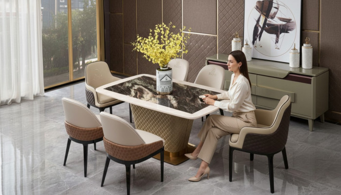 Complete dining room set table 4x armchairs luxury dining set