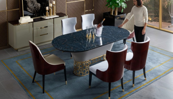 Complete dining room set table 6x chairs armchair luxury dining group