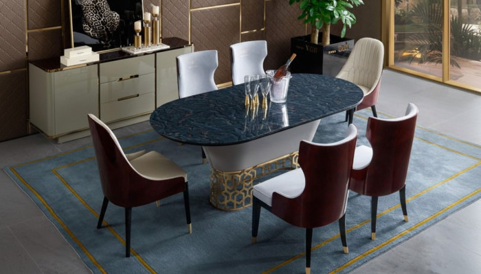 Complete dining room set table 6x chairs armchair luxury dining group