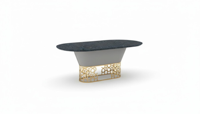Luxury designer stainless steel metal dining table tables living room marble design