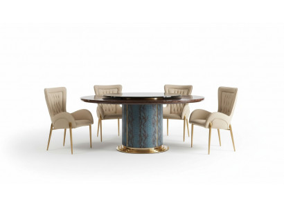 Complete dining room set round table 4x chairs dining group