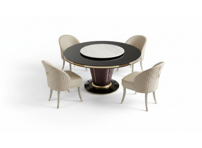 Design round table 4x armchairs dining room seat cushions round tables
