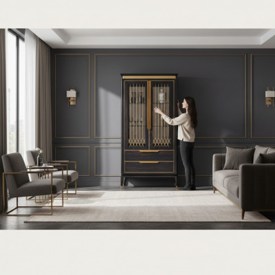 Glass showcase bar cabinet house cabinets wall shelf wood display cabinet furniture living room