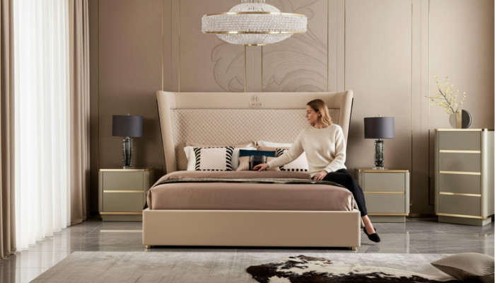 Double bed, bedroom, hotel, marriage, luxury, bed, 2x nightstands, 3-piece set, beds.
