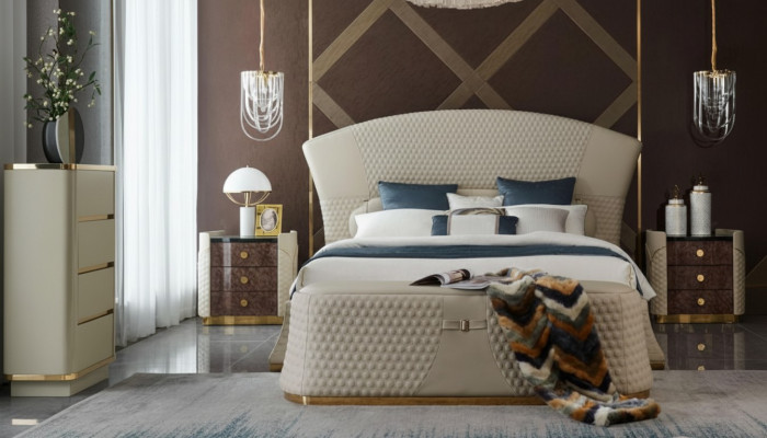 Design leather bed luxury upholstered beds double bedroom 180x200