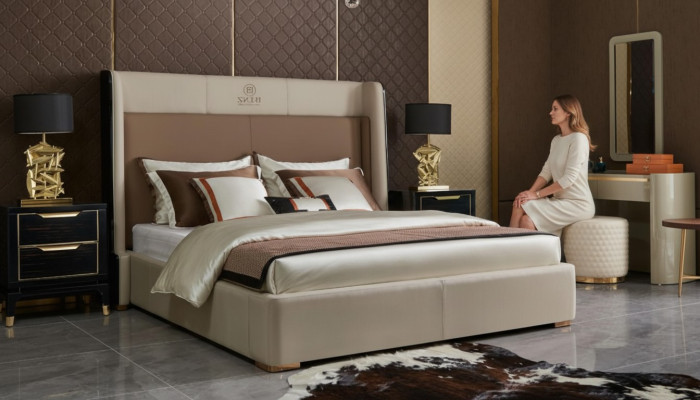Design bedroom 6-piece complete set bed nightstand dressing table