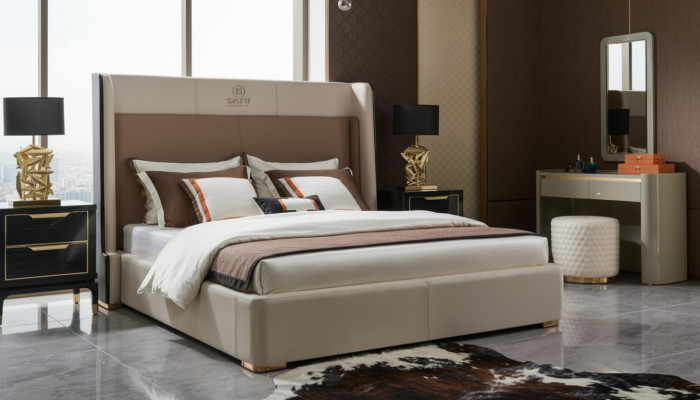 Design bedroom 6-piece complete set bed nightstand dressing table