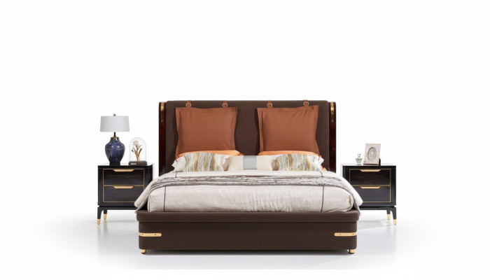 Luxury bedroom furniture 3-piece complete set bed 2x nightstands modern