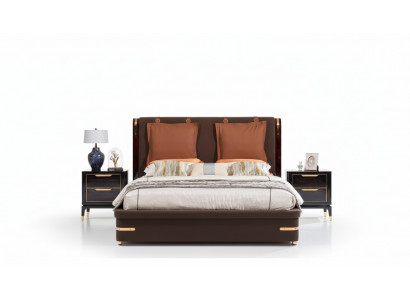 Luxury bedroom furniture 3-piece complete set bed 2x nightstands modern