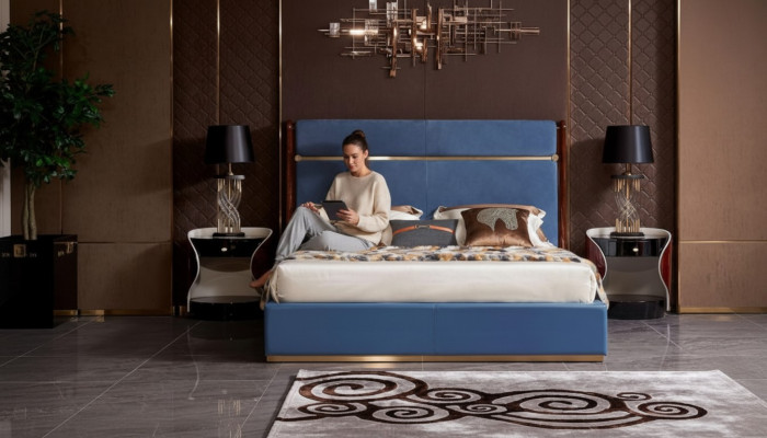 Design bed 2x nightstands 3-piece bedroom set luxury complete suite