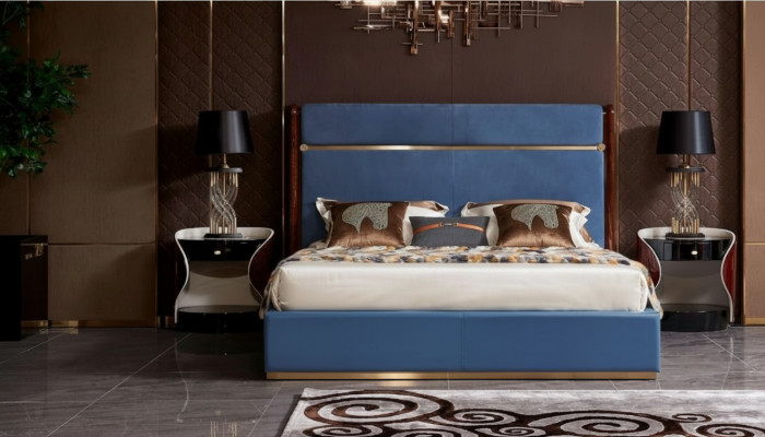 Design bed 2x nightstands 3-piece bedroom set luxury complete suite