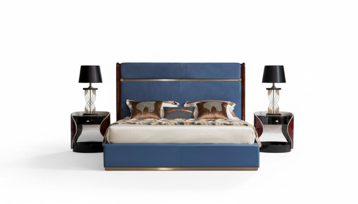 Design bed 2x nightstands 3-piece bedroom set luxury complete suite