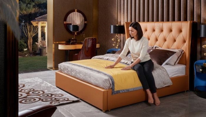 Bed Bedroom Furniture 6-piece Leather Complete Set Luxury Design Beds