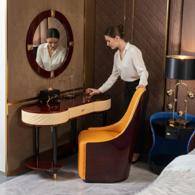 Vanity table mirror chair complete set dresser bedroom modern