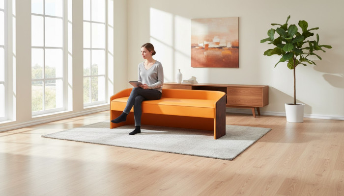 Seat cushion bench cushion seat stool leather wood style designer footstool