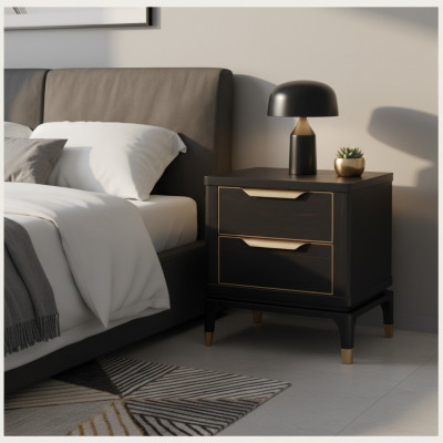 Nightstand Bedside Cabinet Dresser Side Table Console High Gloss Gold