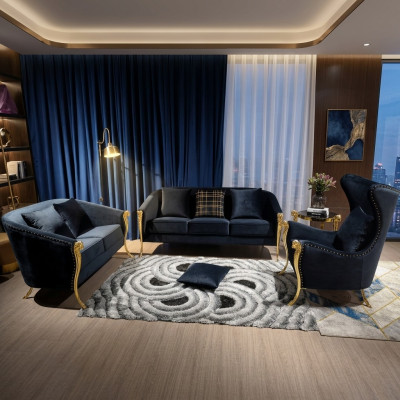 Classic golden velvet luxury sectional sofa set snakes