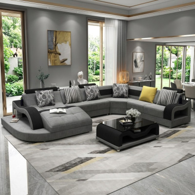 U-shaped sectional sofa couch upholstered designer textile large fabric sofa living landscape