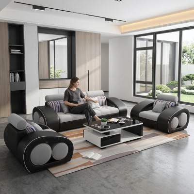 Leather sofa couch sofa set leather 311 seater set design modern sofa USB