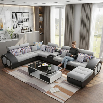 Designer sofa couch corner sofa with stool set upholstery living landscape L-shape