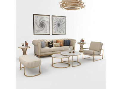 Sofa set 3+1 seater living landscape relax stool design couch lounge