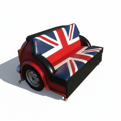 Retro Union Jack Sofa Car Furniture Garage Auto Sofa Couch Upholstered Two-Seater
