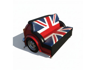 Retro Union Jack Sofa Car Furniture Garage Auto Sofa Couch Upholstered Two-Seater