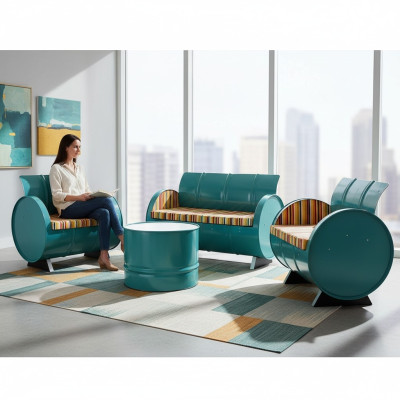 Modern Industrial Sofa Set Iron Textile Restaurant Sofa Aluminum