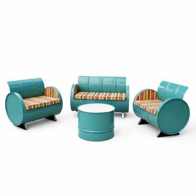 Modern Industrial Sofa Set Iron Textile Restaurant Sofa Aluminum
