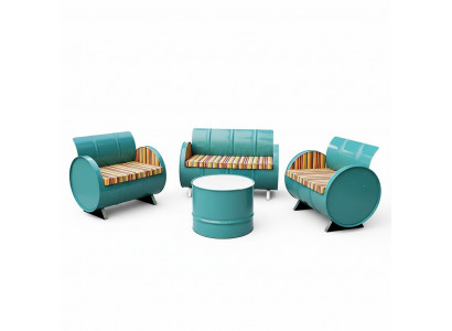 Modern Industrial Sofa Set Iron Textile Restaurant Sofa Aluminum