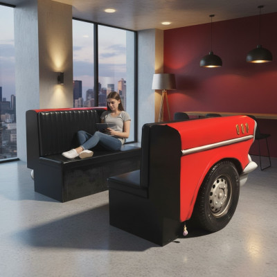 Double Car Sofa Diner Sofa Couch Car Furniture USA Interior Decoration Model Leather