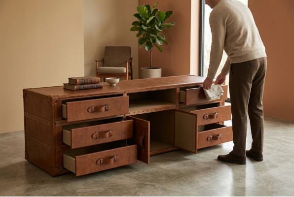 Furniture Sideboard Dresser Vintage Sideboard Luxury RTV Sideboard Cabinet Leather New