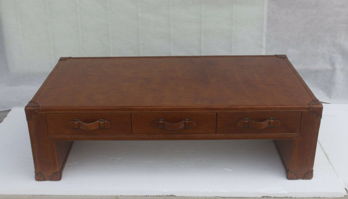 Coffee table living room table chest side table in vintage style table 147x85cm leather