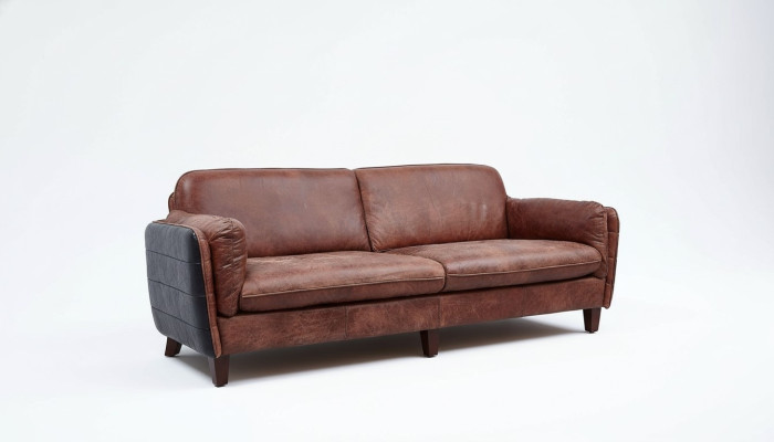 Luxury vintage 3+2 seater genuine leather furniture living room sofa suite loft set