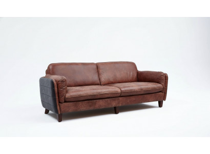 Luxury vintage 3+2 seater genuine leather furniture living room sofa suite loft set