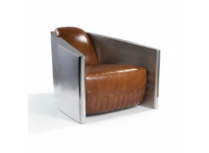 Vintage leather armchair brown genuine leather retro armchair design club chair