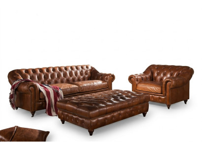 Three-piece sofa set Chesterfield suite English vintage sofa armchair