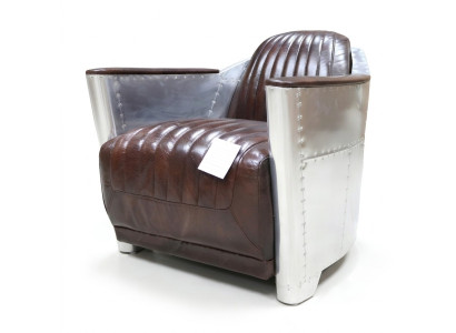 Genuine Leather Design Vintage Chrome Chair Design Armchair Armchair Airplane Aviator Leather